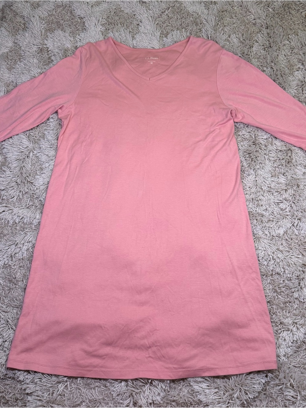 L.L. Bean Pink V-Neck Long Sleeve Chemise